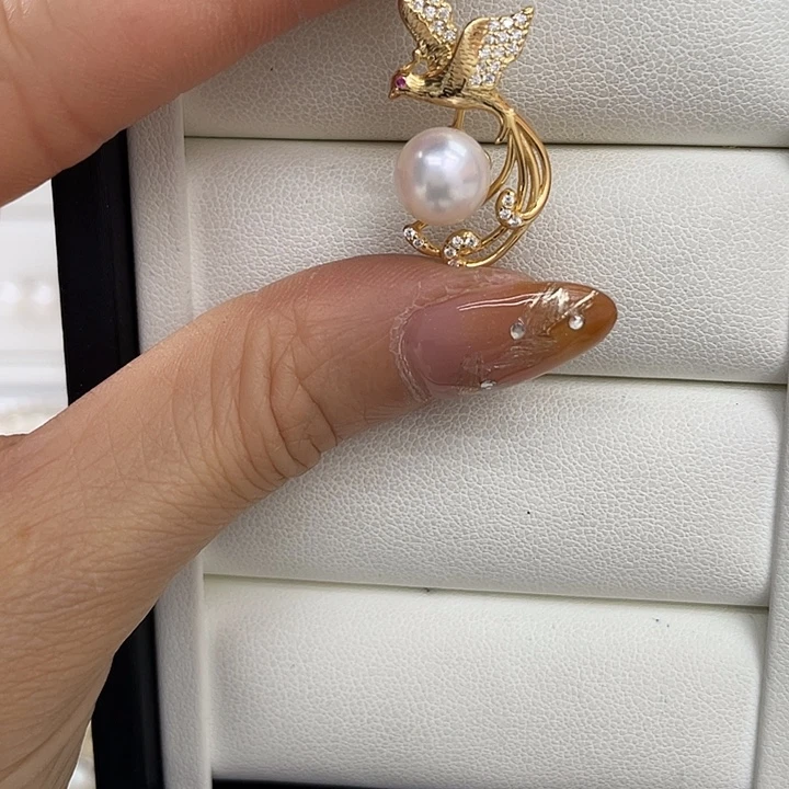 银S925镶嵌海水珍珠吊坠(不含链)