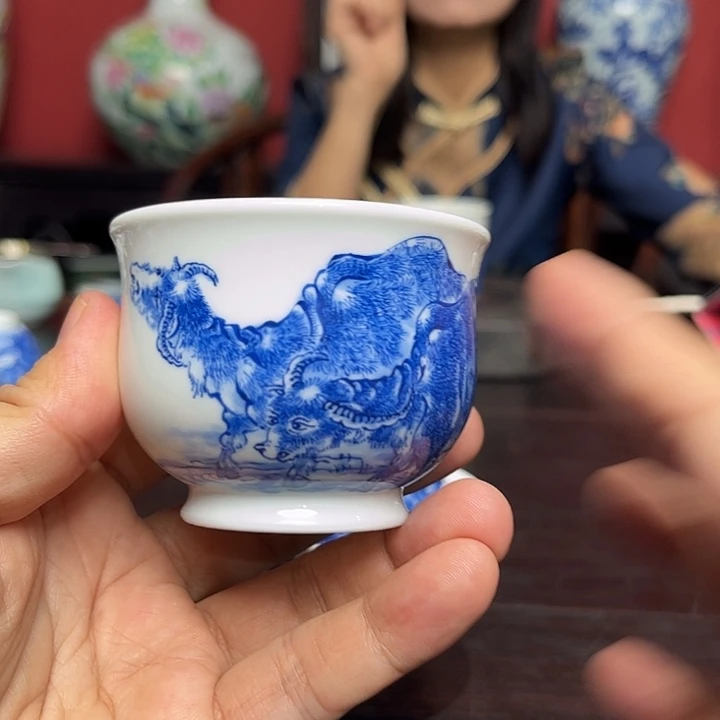 用***6杯子青花水牛纹杯子