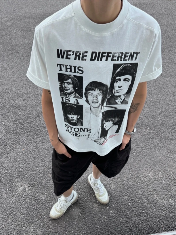 Ninjazz 美式夏季短宽版Boxy人物丝网印花微正肩索罗娜凉感短袖T