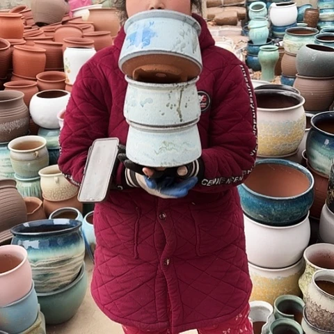 口15高11瑕疵盆子。