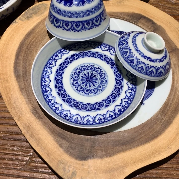 南***品景德镇陶瓷青花盖碗