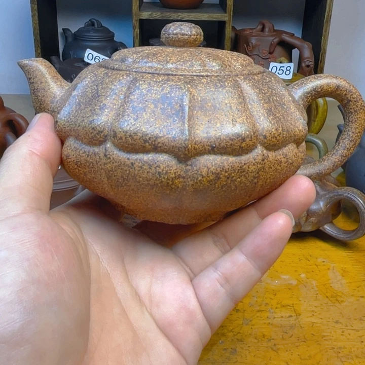 茶壶紫砂紫砂壶粗砂段泥柴烧合欢280cc微微瑕