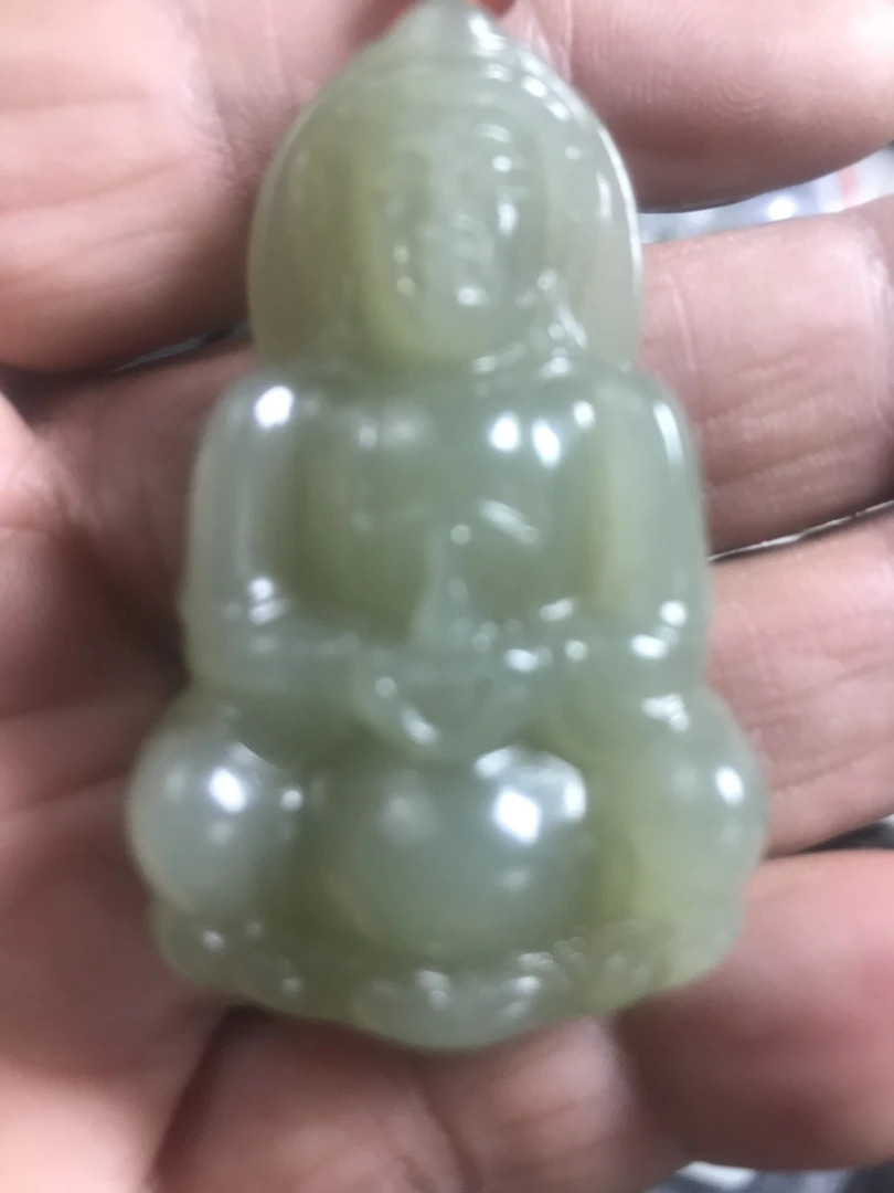 正品和田玉青海料挂件