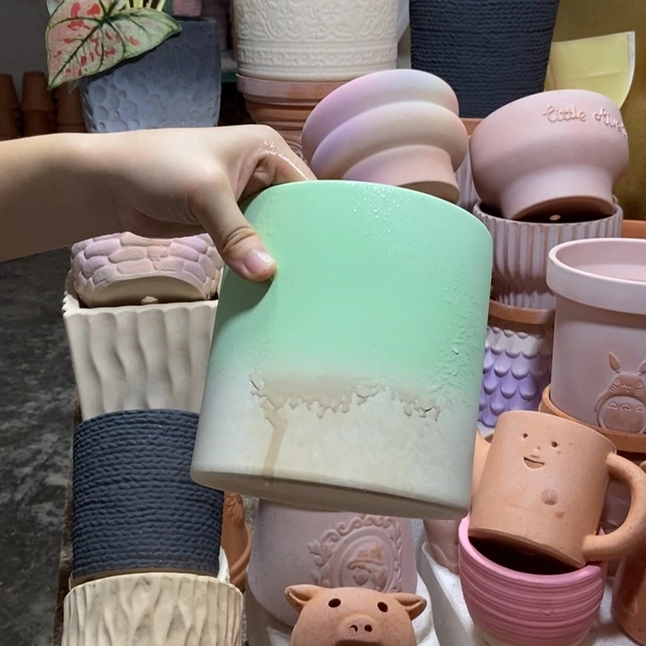 14×14绿色直筒盆1个