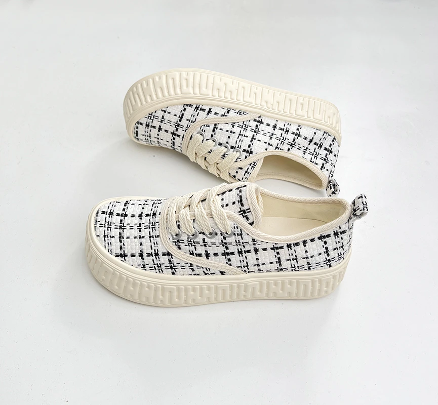 芒果头饼干鞋女帆布鞋小白鞋2025年夏季新款松糕厚底增高小香风