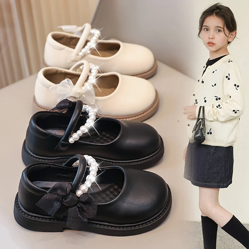 女童单鞋公主鞋软底儿童演出黑皮鞋表演主持花童2025秋季白皮鞋