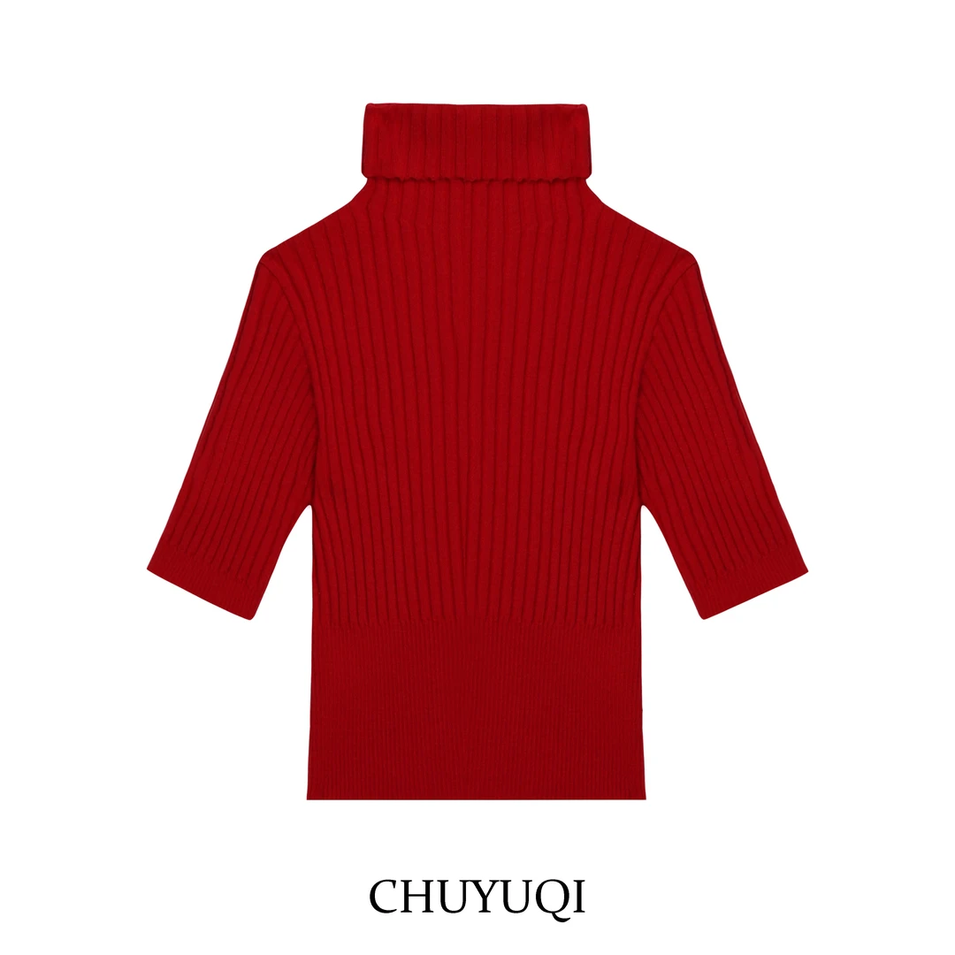 除于七现货SALE“撩精狙击”红色高领毛衣打底衫内搭修身长袖上衣