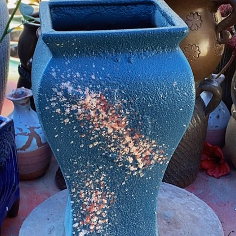 紫砂花盆口15高度29.5绿色方福利