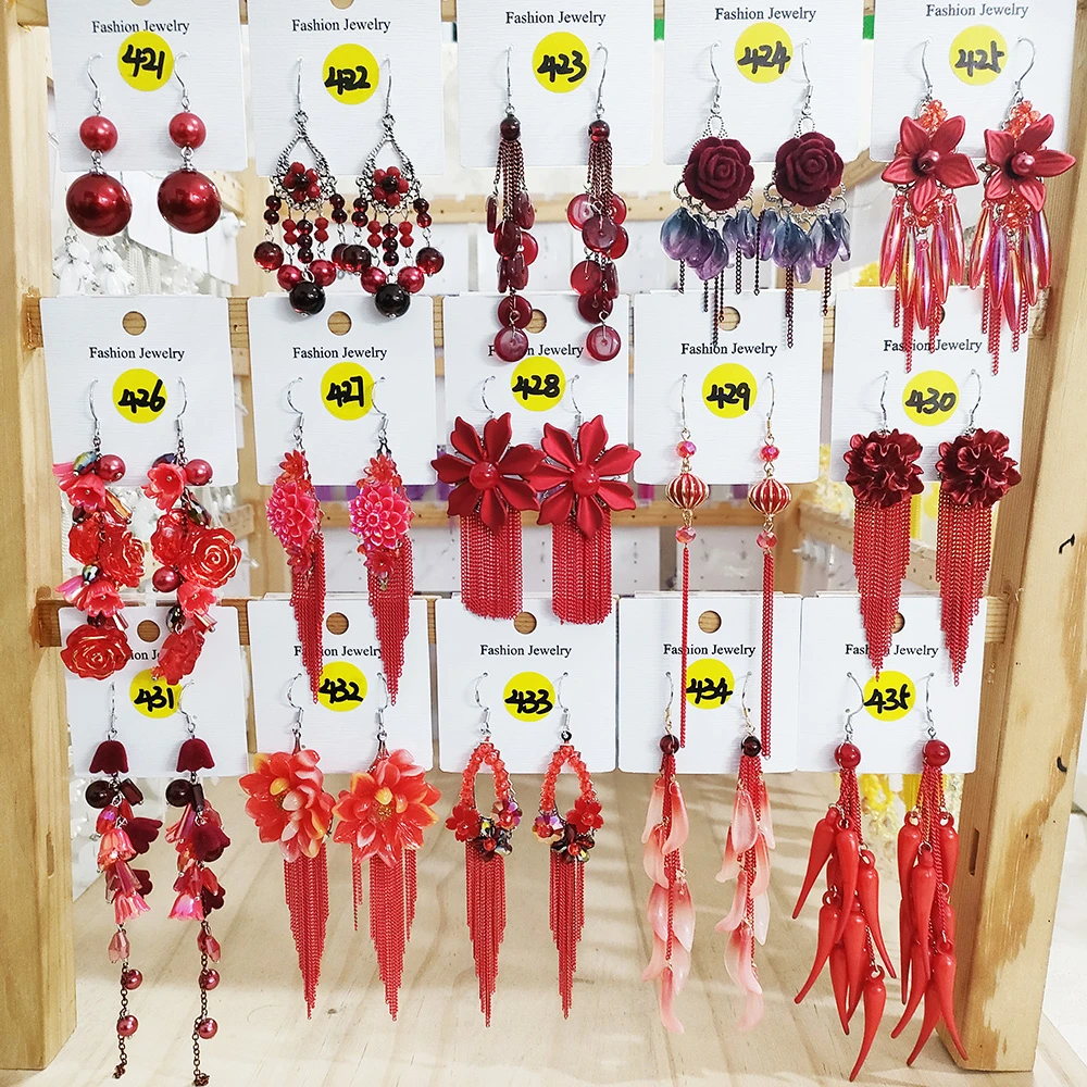 铜合金玻璃耳饰 (421-540)-011民族风纯手工流苏耳环合集