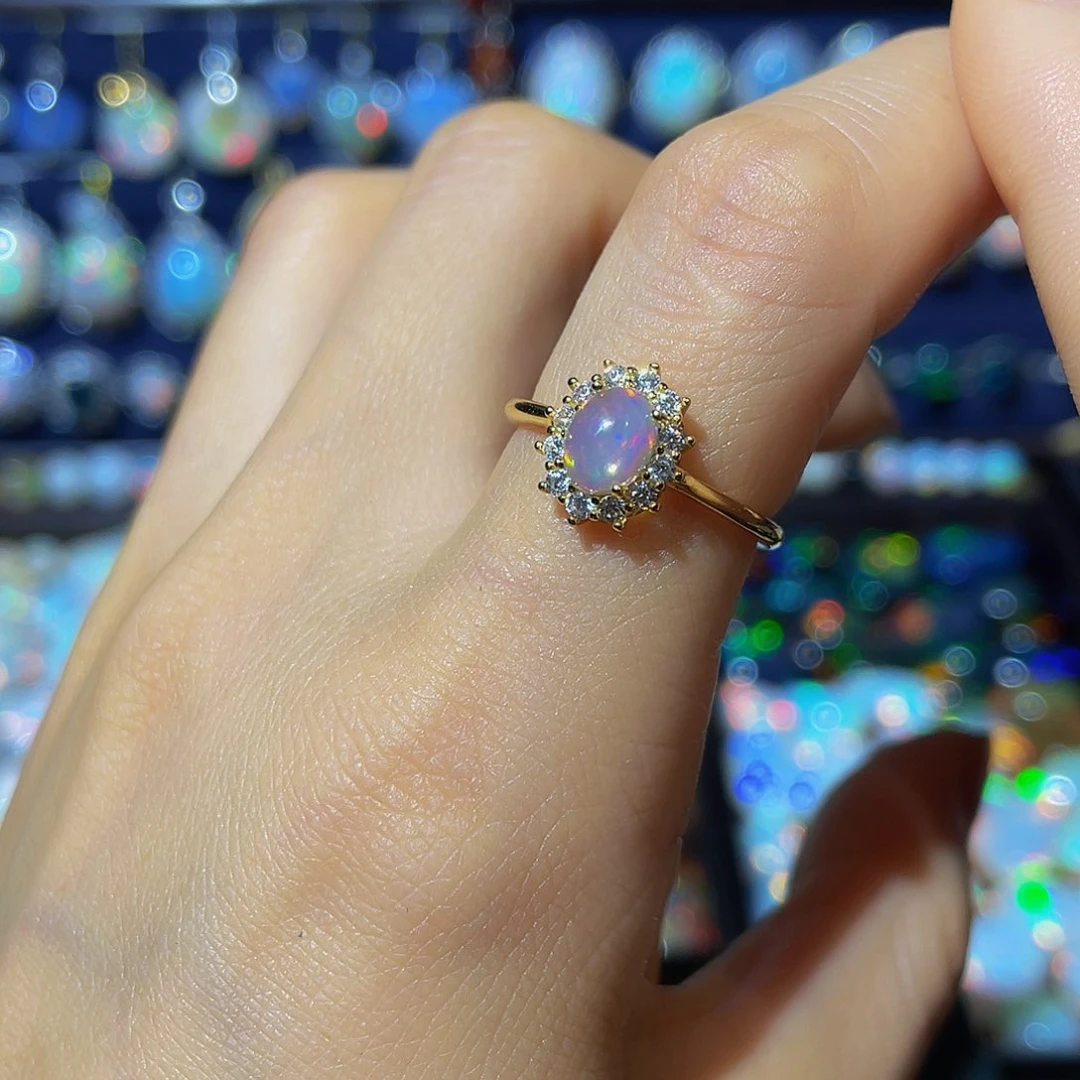 欧泊银S925镶嵌欧泊戒指