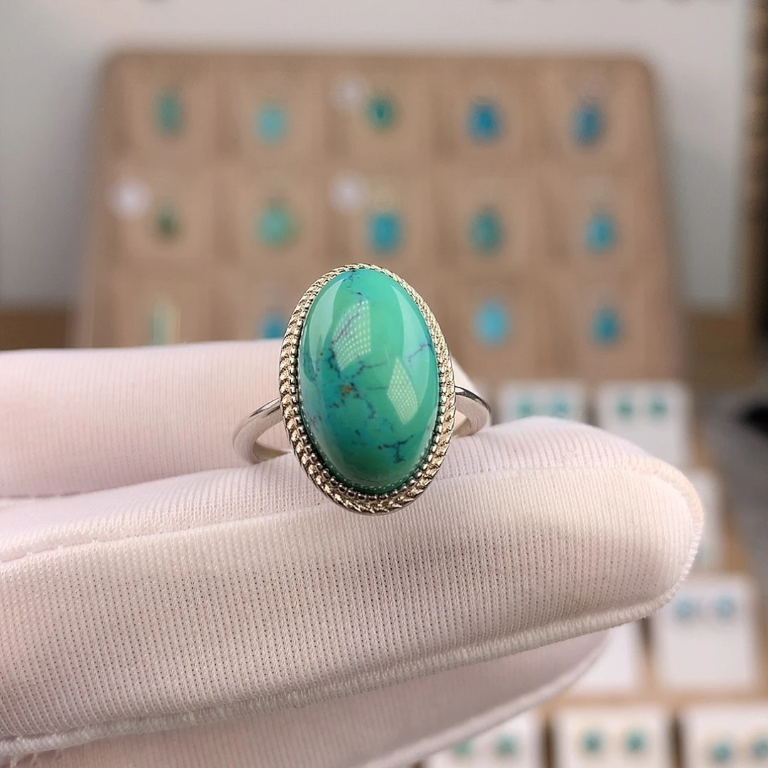 林***n绿松石银S925镶嵌戒指