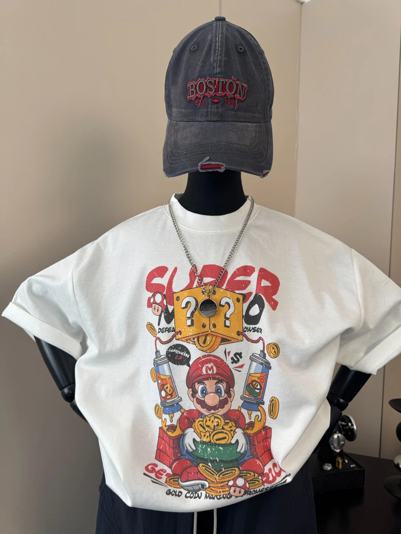 ZZY男宝中大童夏款潮酷风短袖T恤6-15岁百搭宽松印花短袖25801