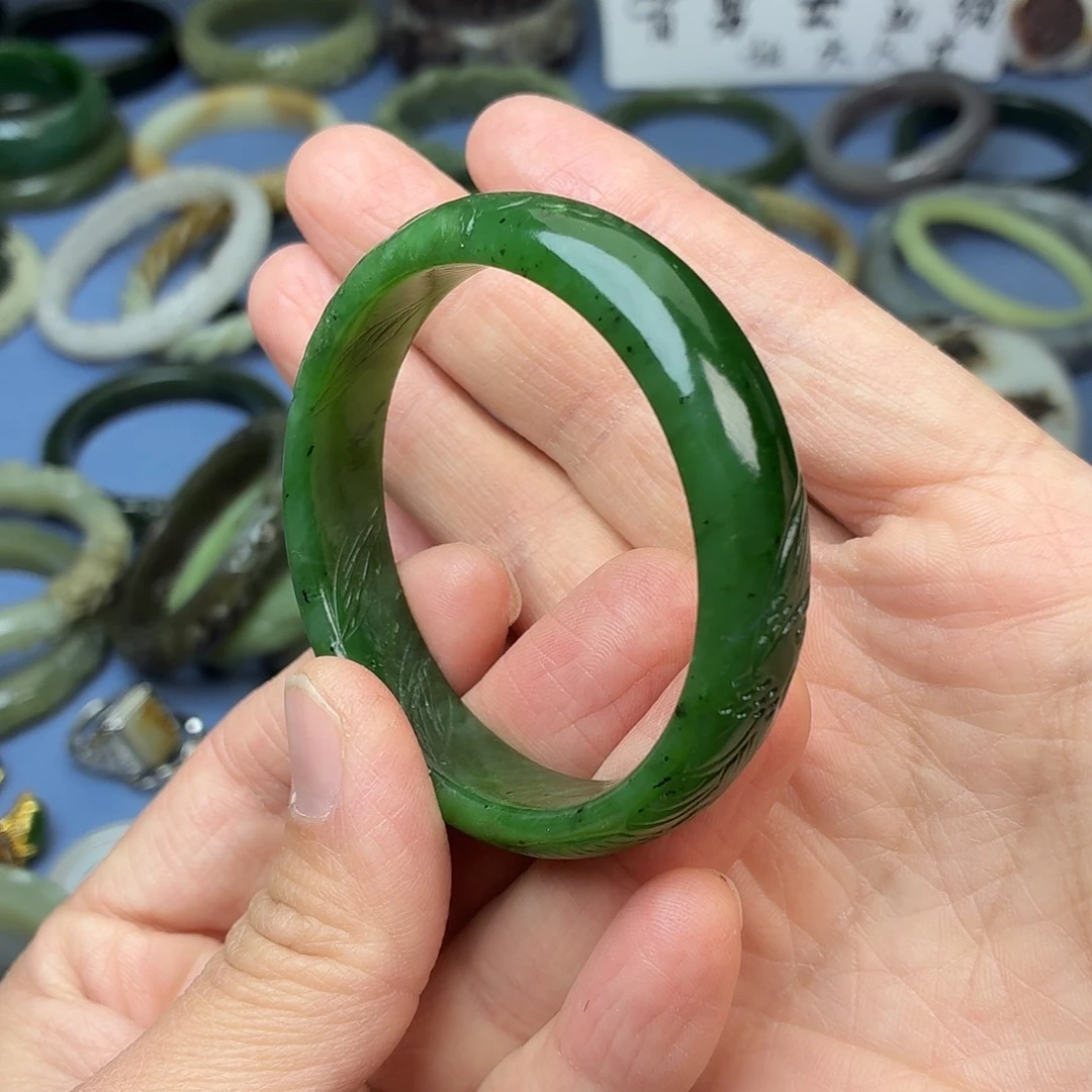 冰***a和田玉（碧玉）未镶嵌手镯53.3mm