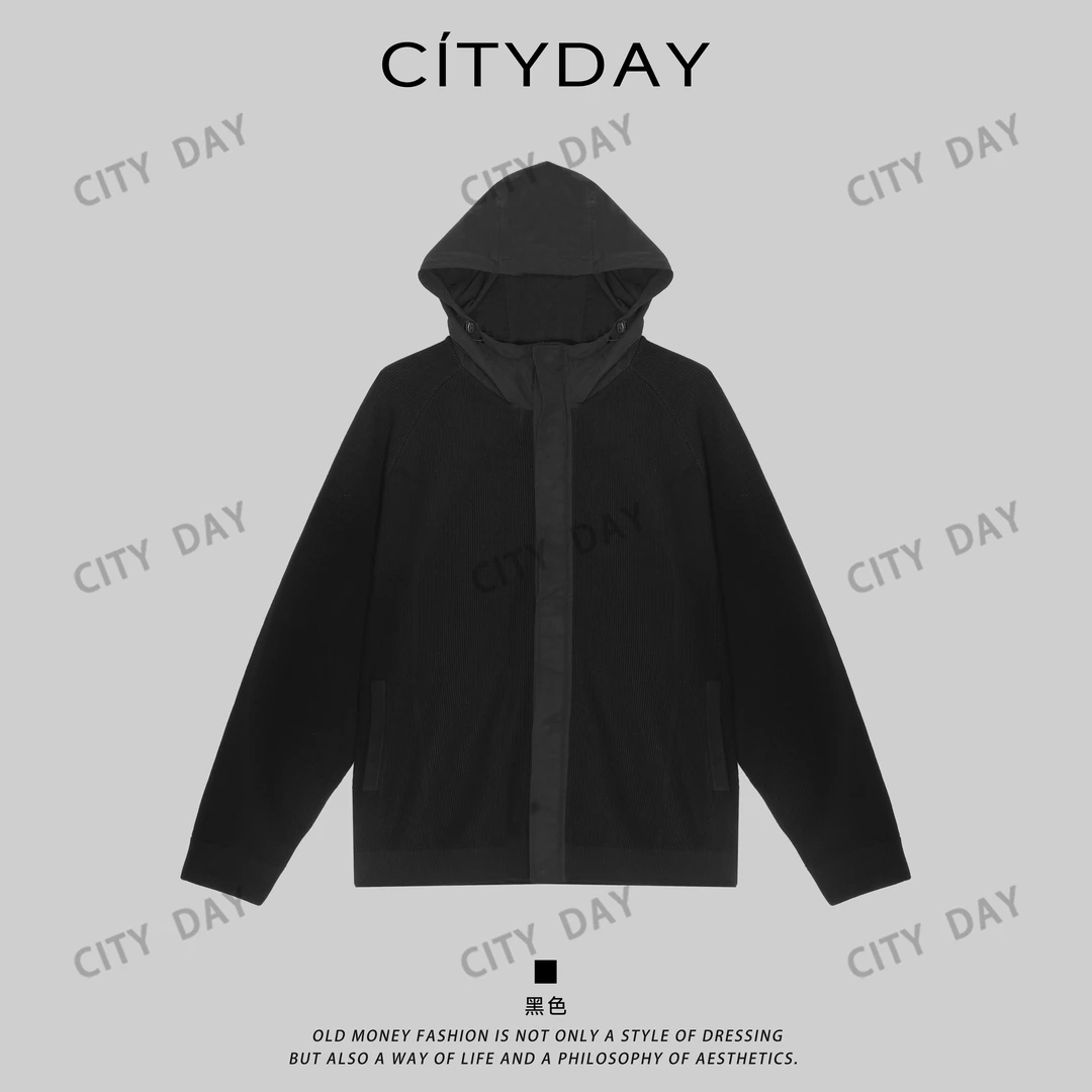 City Day【潮灰私订】美式复古-老钱风休闲连帽宽松卫衣外套 93097