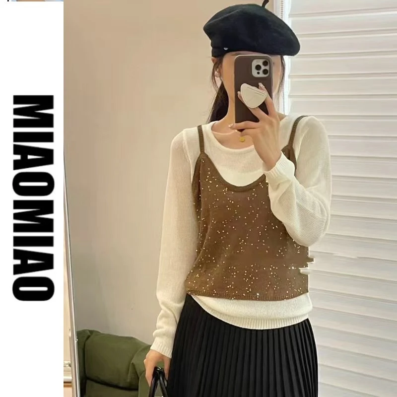 毛针织衫针织长袖拼接韩版不褪色针织衫秋季减龄厚款