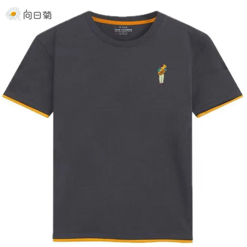 【240g黑色/有边】男女同款情侣新疆精梳棉重磅短袖毕业季时尚夏季