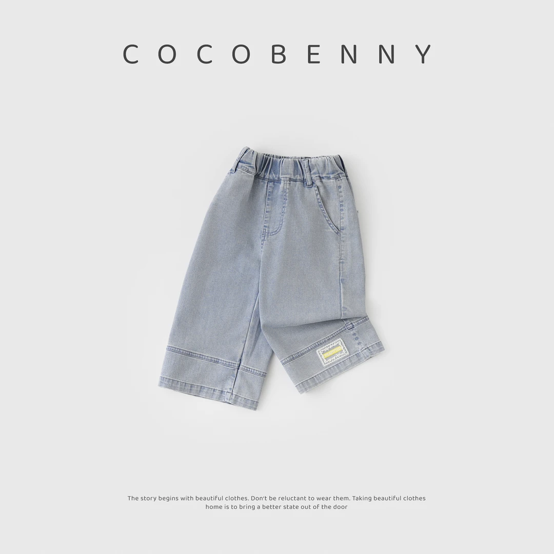 COCOBENNY女小童夏季牛仔裤儿童新款直筒长裤宝宝薄款裤子250745
