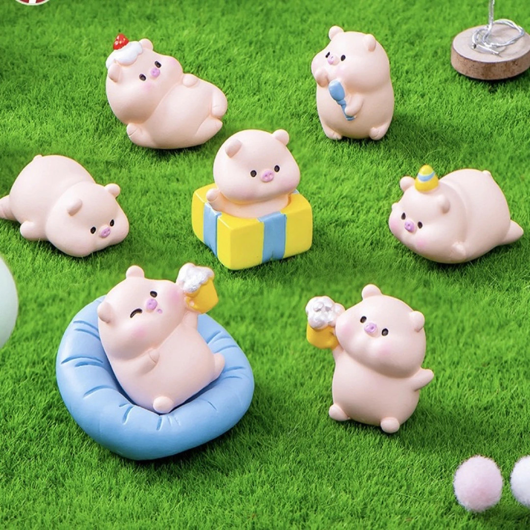 可爱生日派对小猪树脂萌粒diy摆件