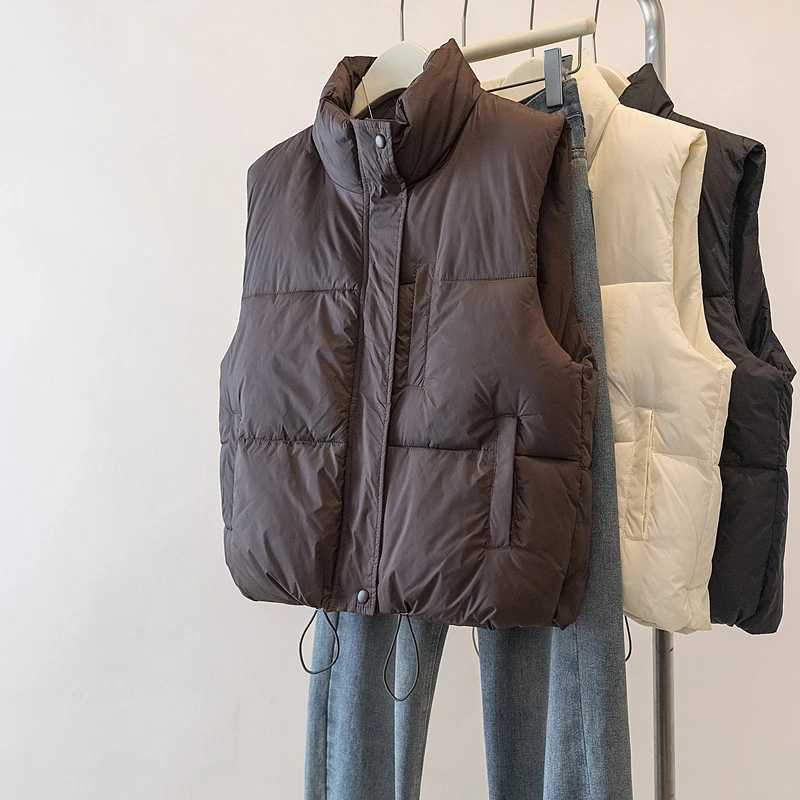 大码女装立领棉服马甲秋冬季时尚新款百搭显瘦设计感坎肩马夹外套