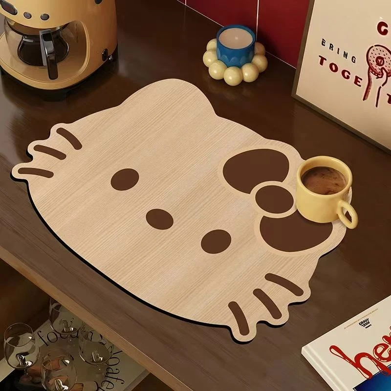 Kitty猫木纹沥水垫硅藻泥吸水防滑易打理餐桌防烫隔热桌垫