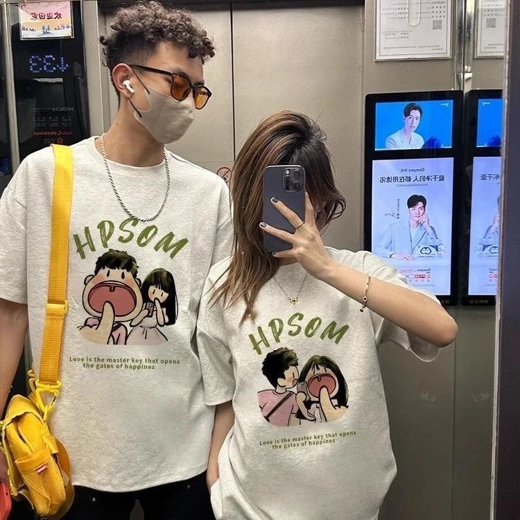 [两件装]不一样情侣装小众新款t恤短袖高级高质量纯棉夏装ins上衣