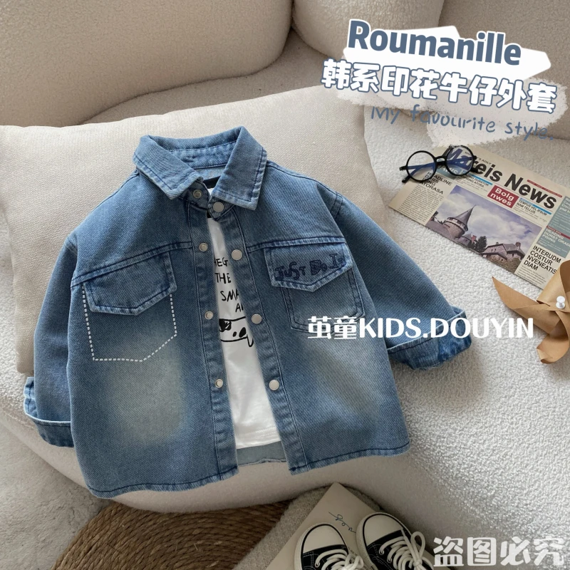 【麦麦妈】C168春秋小童印花牛仔外套冬季新品男女宝宝休闲百搭