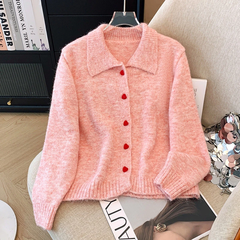 温柔风减龄长袖宽松型保暖厚款毛针织衫秋冬韩版显瘦百搭短款女装