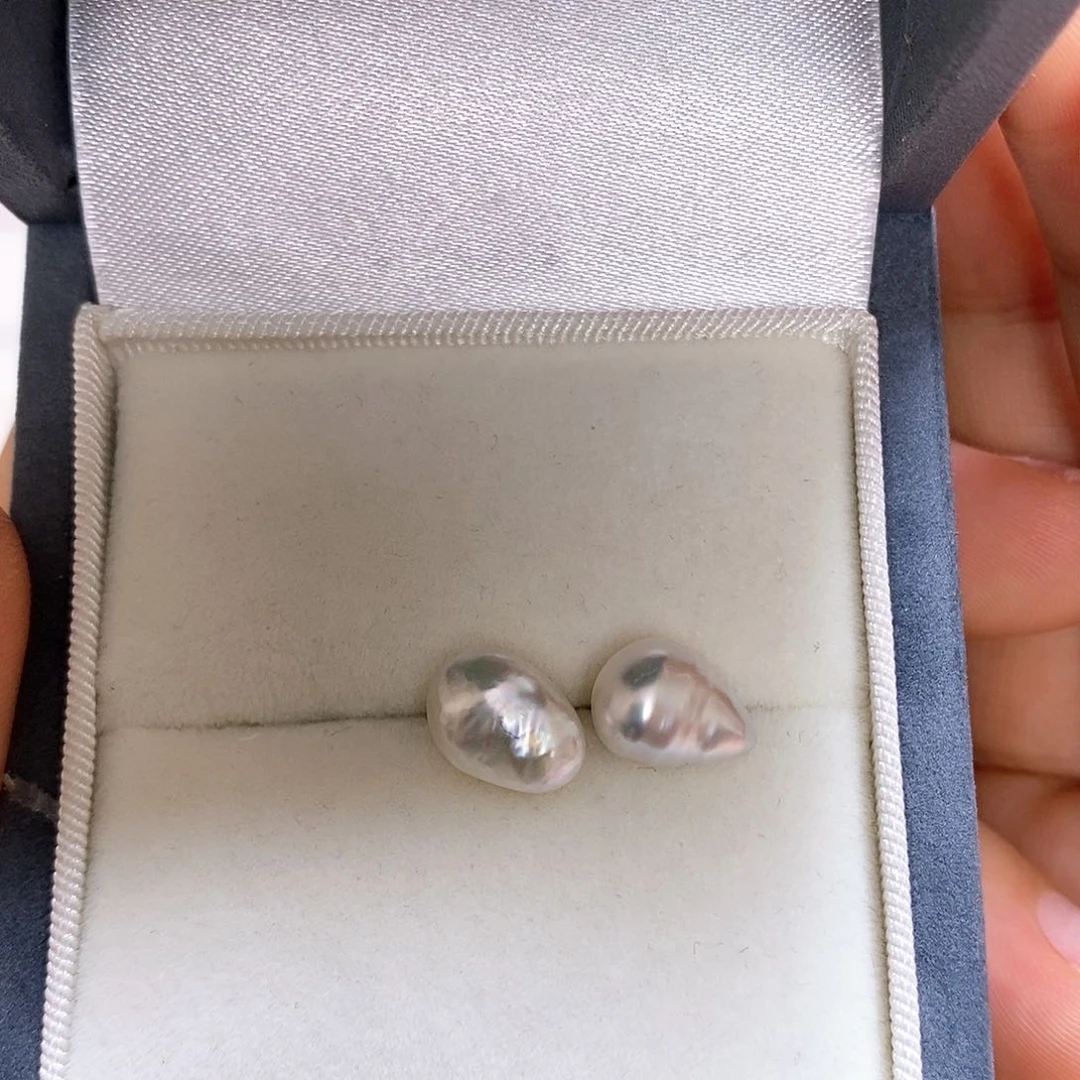 海水珍珠耳饰18K金镶嵌吃**喵