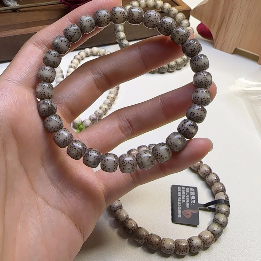 星月菩提手串石玉粉冰小通体一线天8×7