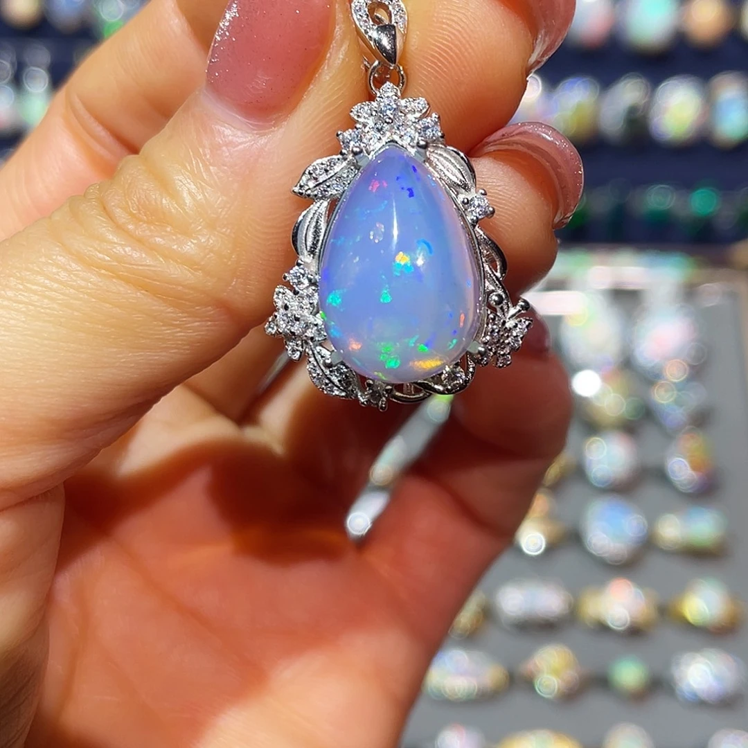 欧泊银S925镶嵌吊坠