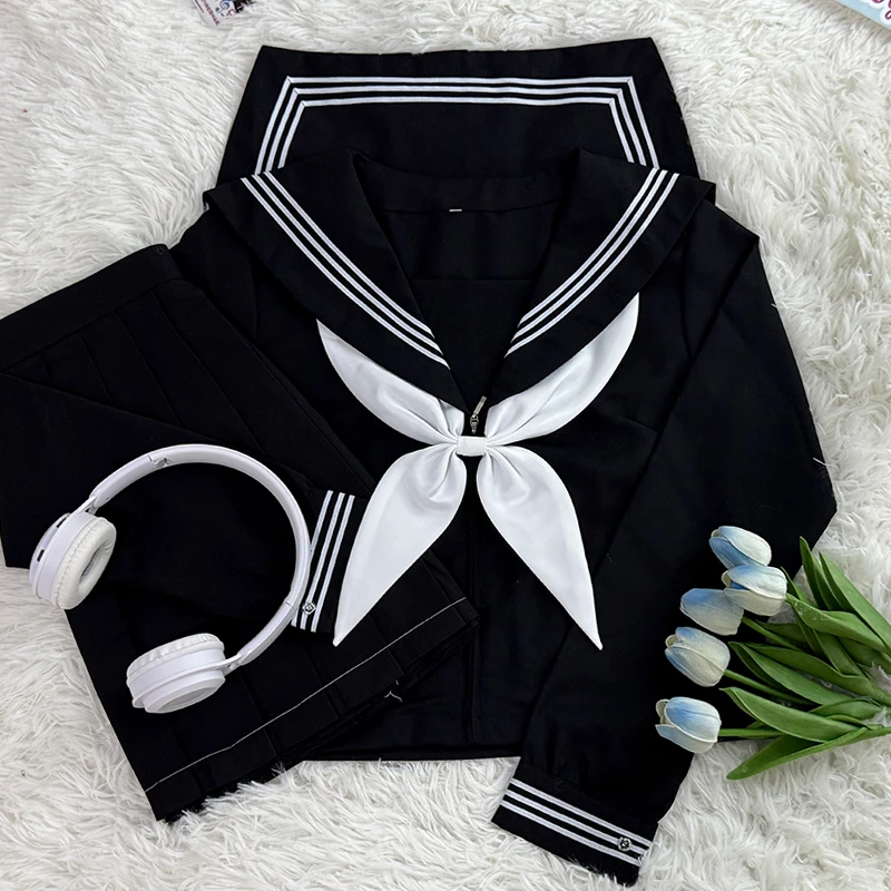 正版JK黑色制服基础三本水手服套装日系正统学院jk秋季校服