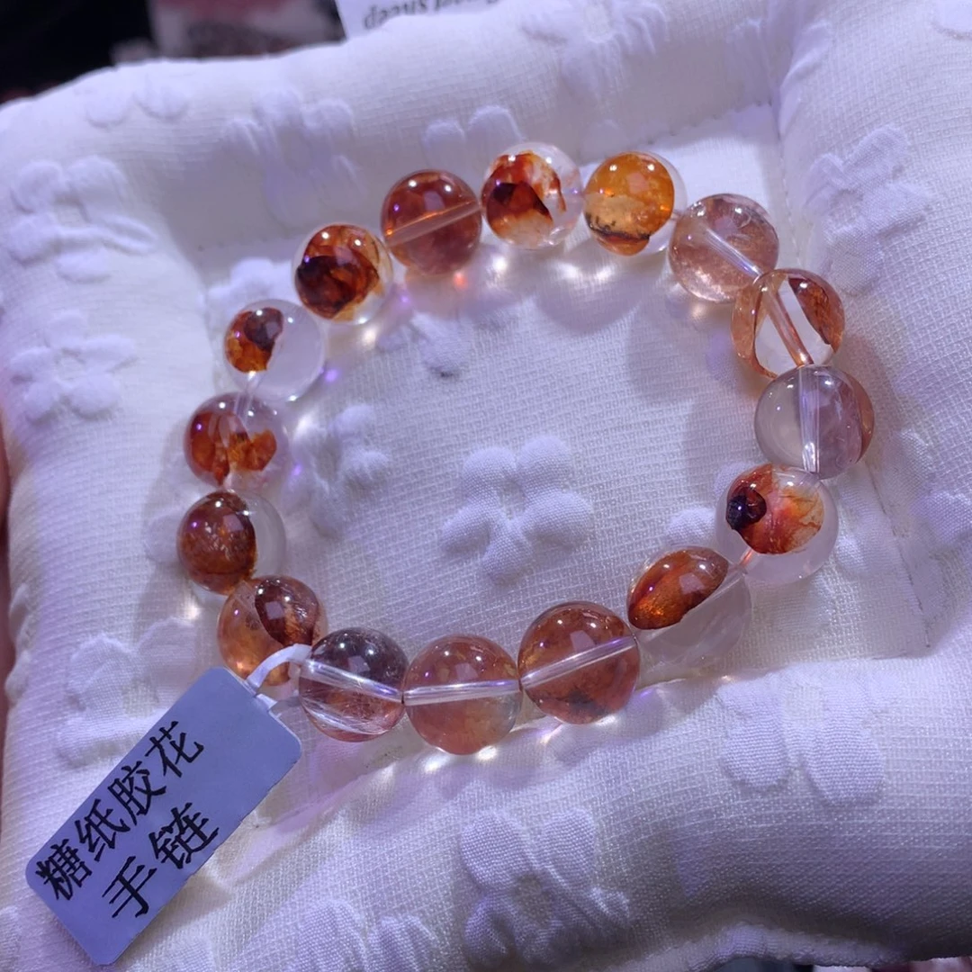 水晶手串银S925镶嵌糖纸胶花