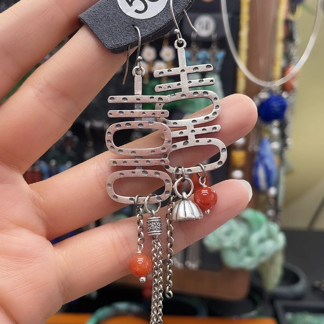 翡翠耳饰银S925镶嵌白*764