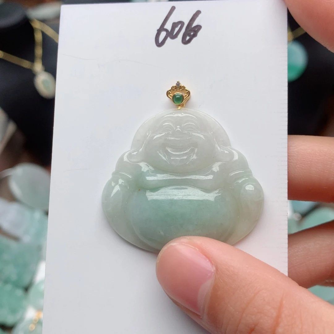 翡翠颈饰银S925镀金镶嵌吊坠