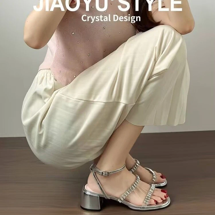 凉鞋时尚夏季外穿粗跟平底仙女风休闲气质舒适百搭法式厚底高跟