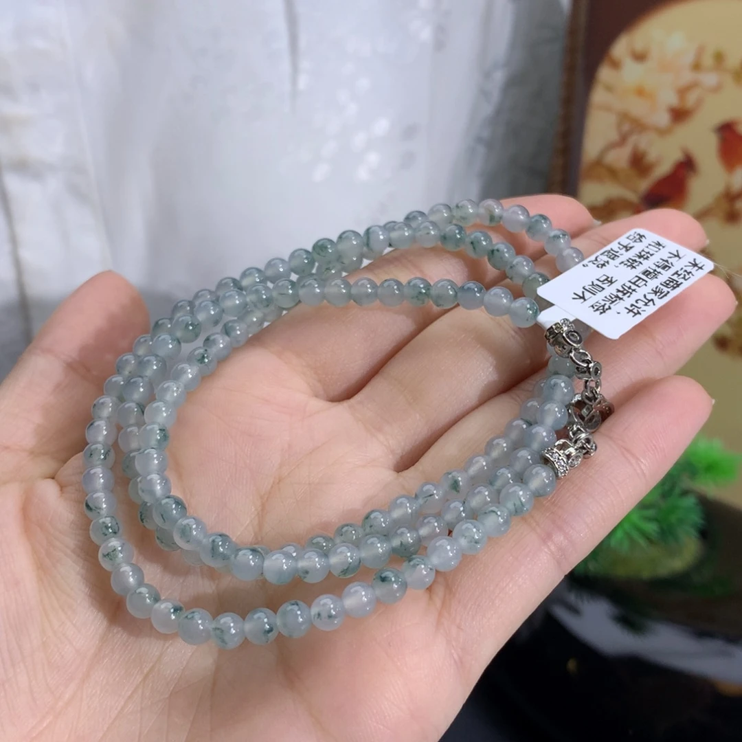 未镶嵌手串翡翠卡4.4冰胶蓝飘花