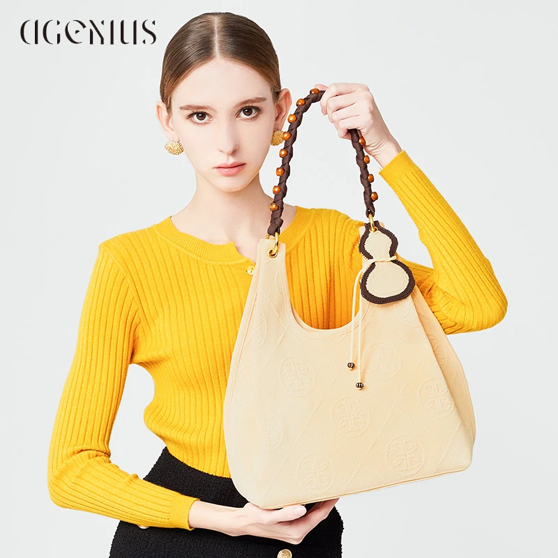 DGENIUS原创针织托特包女大容量时尚腋下包高级感通勤手提单肩包