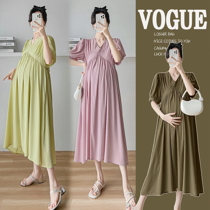 孕妇夏装2025夏新款孕妇装法式赫本风气质高级感宽松连衣裙子潮妈