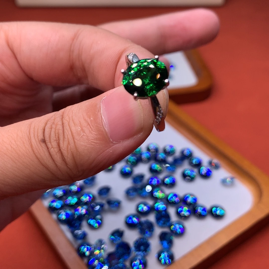 银S925镶嵌戒指碧玺