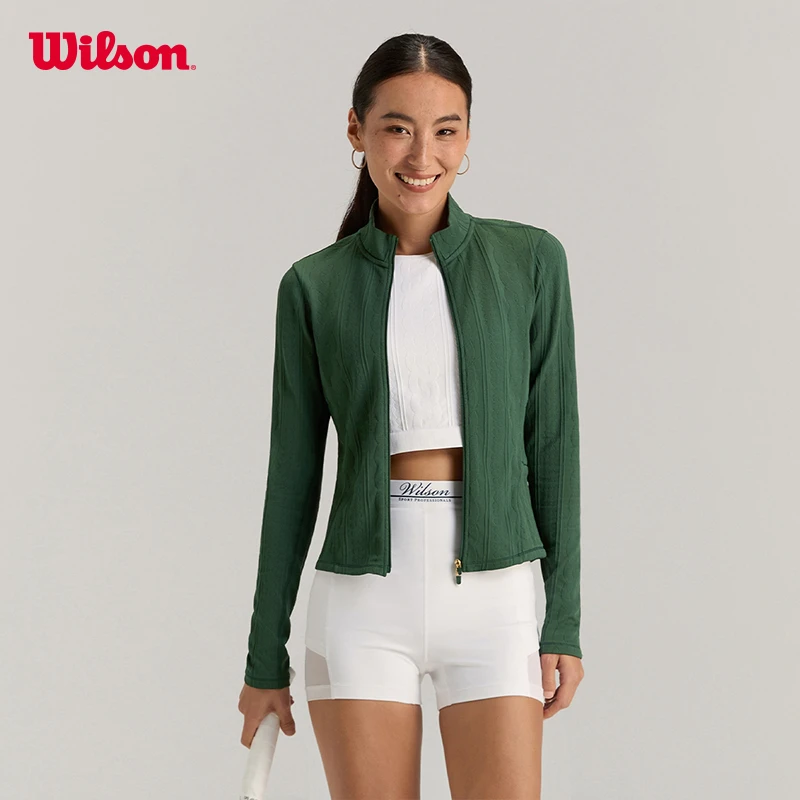 Wilson威尔胜流光风女子梭织立领修身运动长袖T恤WW00578