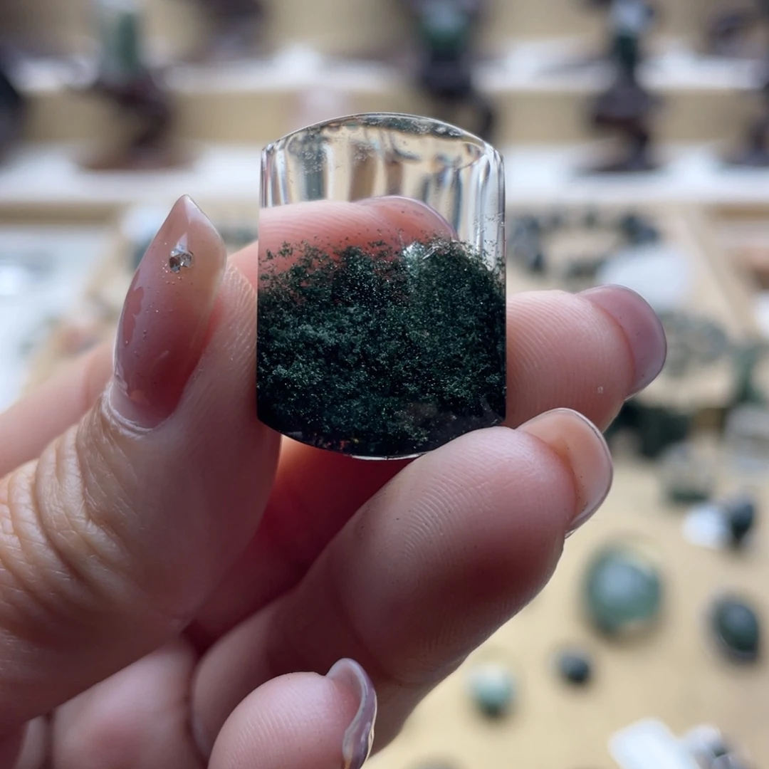 水晶颈饰未镶嵌绿幽灵聚宝盆吊坠定制