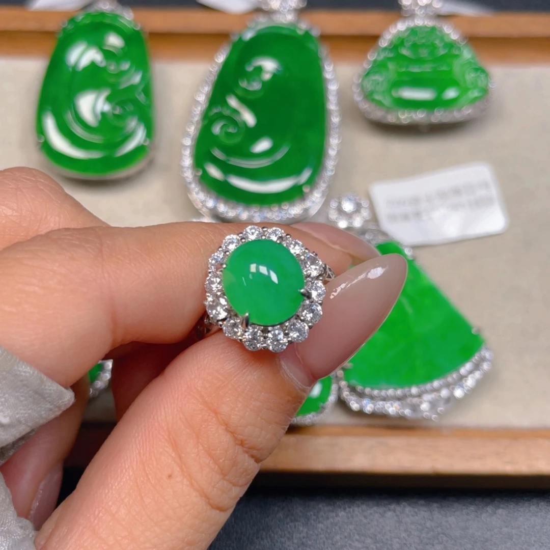 吊坠(不含链)银S925镶嵌翡翠