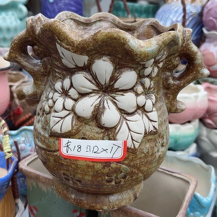 多肉绿植陶瓷花盆9.9包邮，有孔