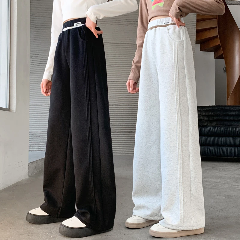 女童宽松裤子春秋季2025新款女大童运动裤春装儿童阔腿裤直筒长裤