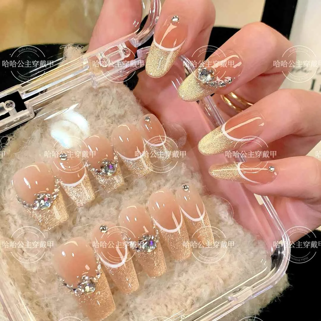 【华尔兹】穿戴甲 哈哈公主裸色贴钻高级感显白手工纯欲美甲