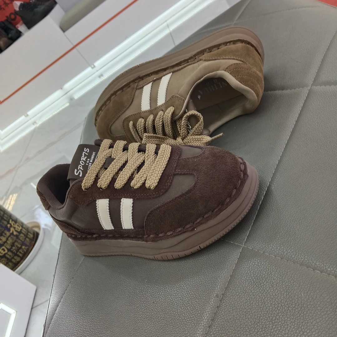 蔓洛菲休闲鞋棕色春秋季平底女士百搭