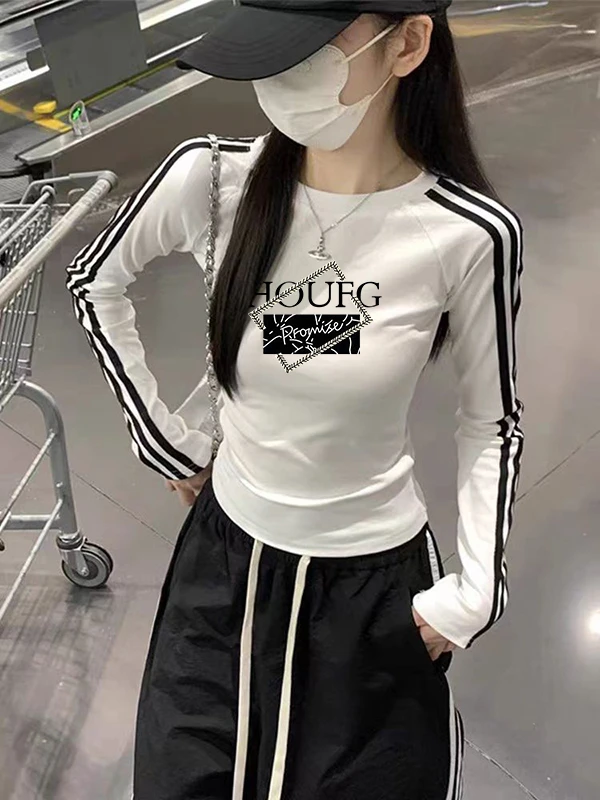 欧货条纹修身显瘦打底衫女2025秋季新款时尚百搭长袖圆领T恤上衣