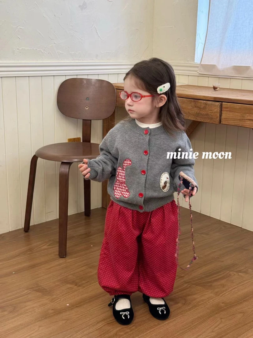 女童灰色卡通开衫红色波点休闲裤（XYL-3032+3033-秋A）汉服