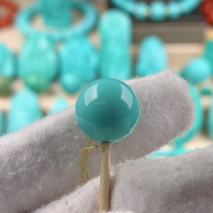 绿松石圆珠卡12.5未镶嵌徐*道