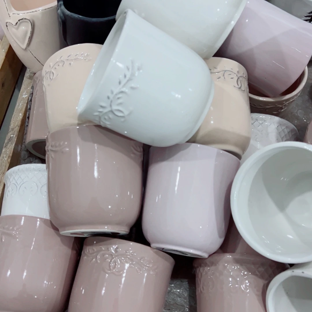 有孔，陶瓷花盆满10米包邮发货颜色随机发